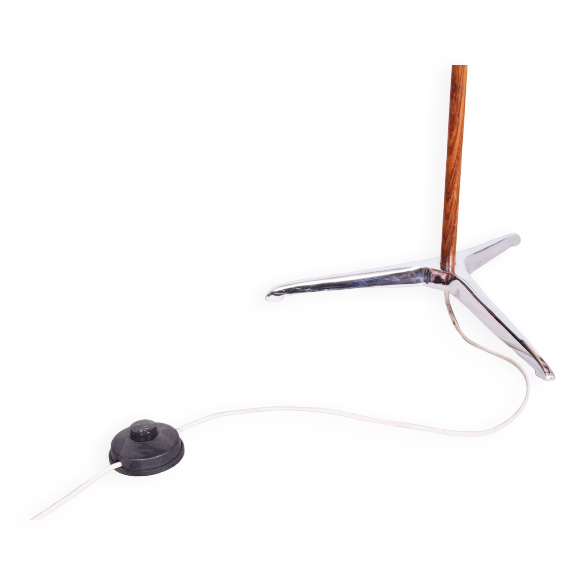 Original MidCentury Floor Lamp, Palisandr, Chrome-plated Steel, Czechia, 1960s