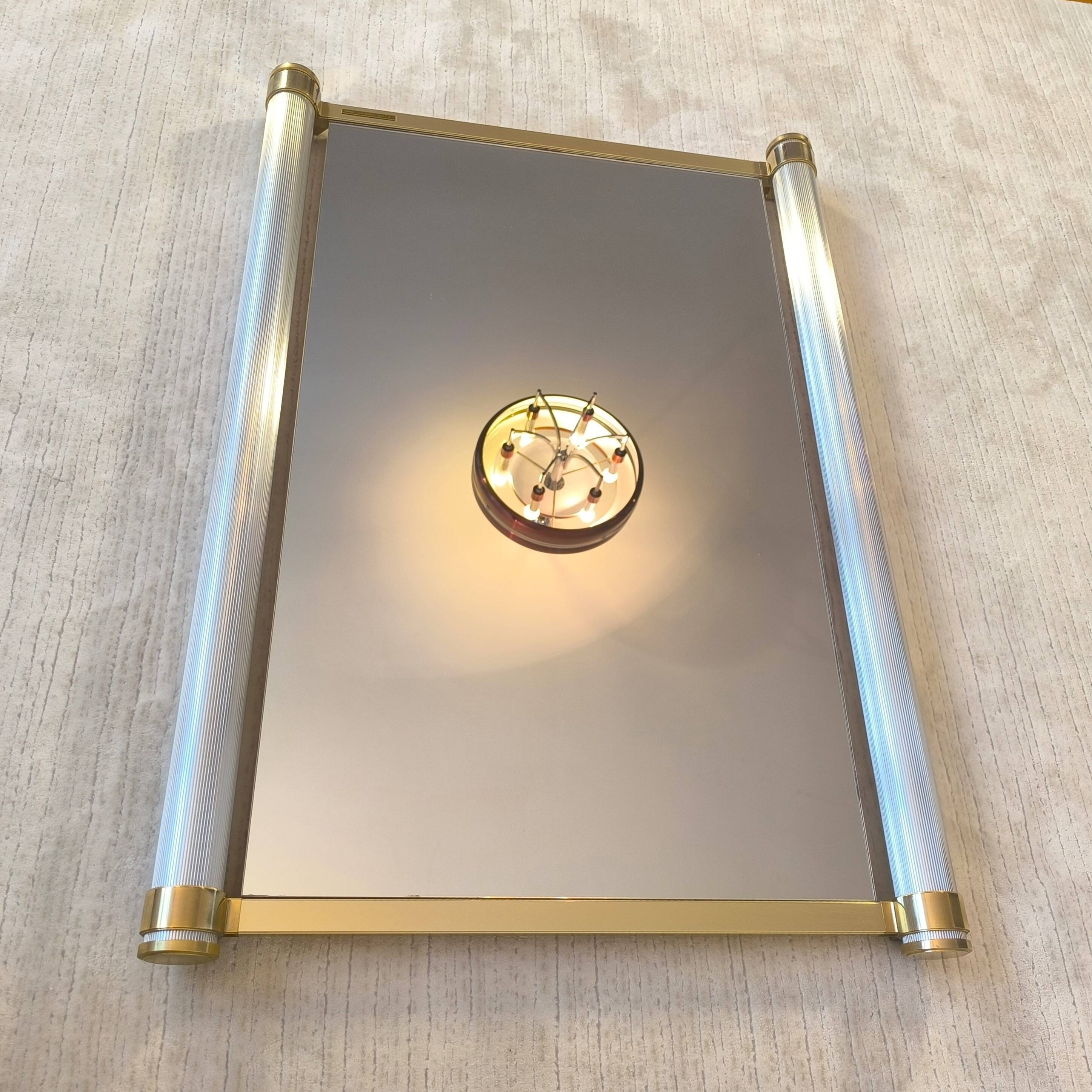 Very beautiful authentic mirror from the 1970s signed Pierre Vandel Paris.