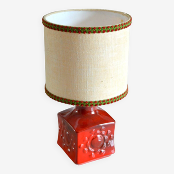 Red ceramic table lamp germany 1970s