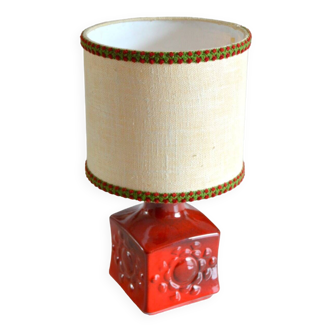 Red ceramic table lamp germany 1970s