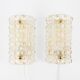 Carl Fagerlund, pair of glass wall lights for Lyfa, Orrefors Sweden, 1960.