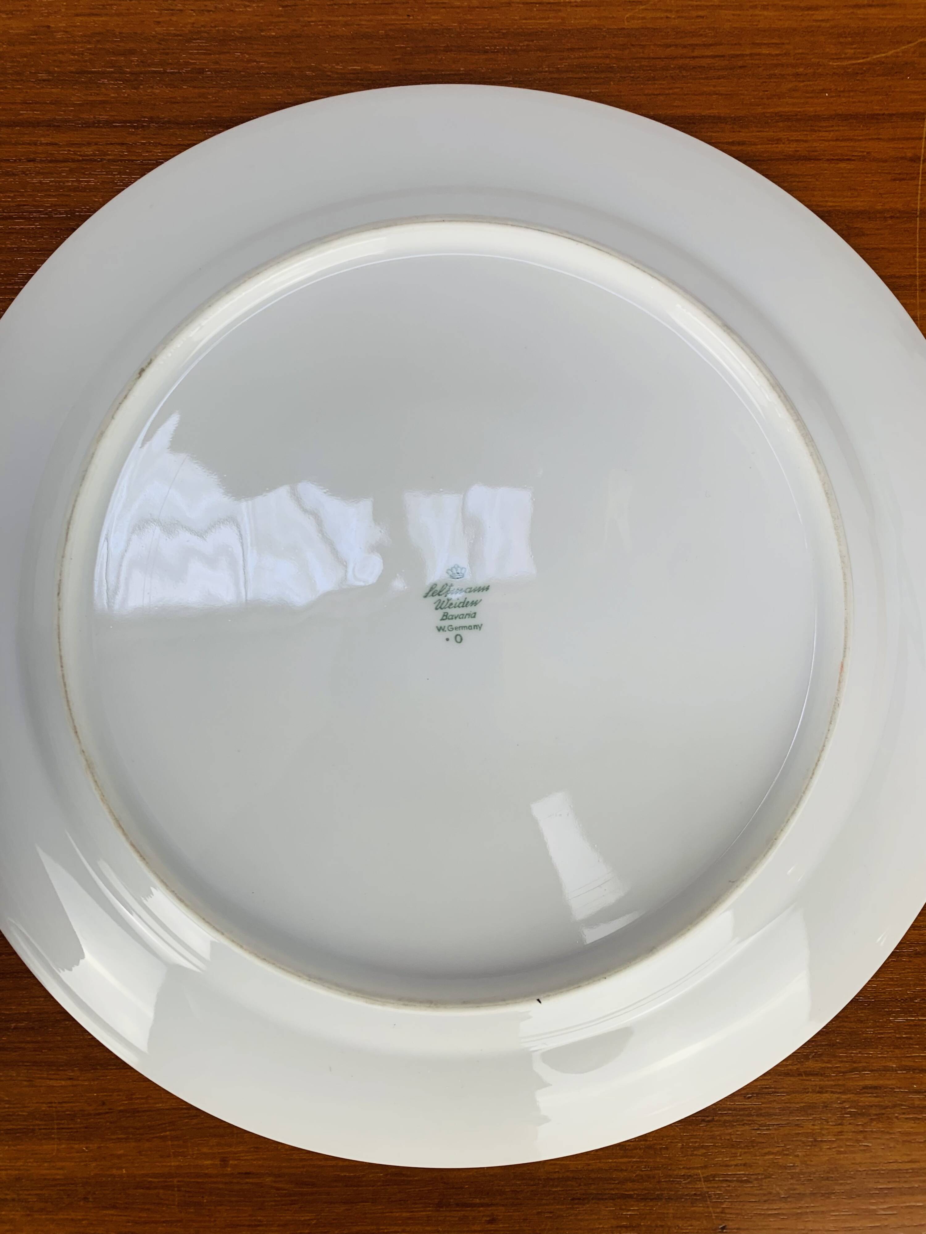 Tea and dessert set of 6 cups, German porcelain, flowers, 70s