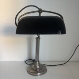 Lampe vintage 1930 Pirouett Art Déco opaline noire - 45 cm