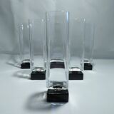 6 vintage square-stemmed glasses