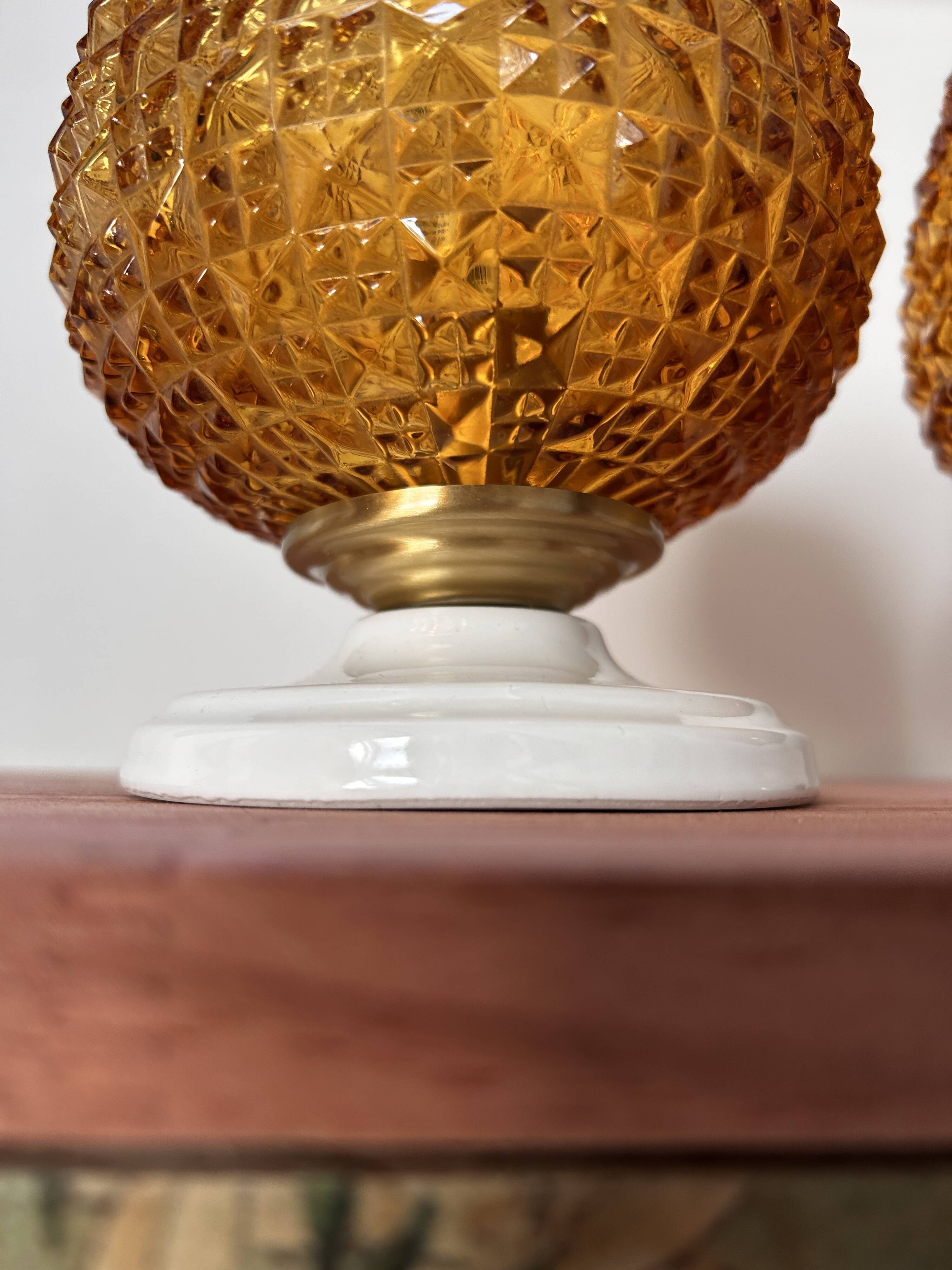 Pair of gold glass wall sconces