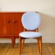 Beech wood chair, reupholstered in baby blue boiled wool, 1950.