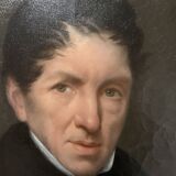 Oil on canvas Pair of portraits in gilded oval frames, 19th century