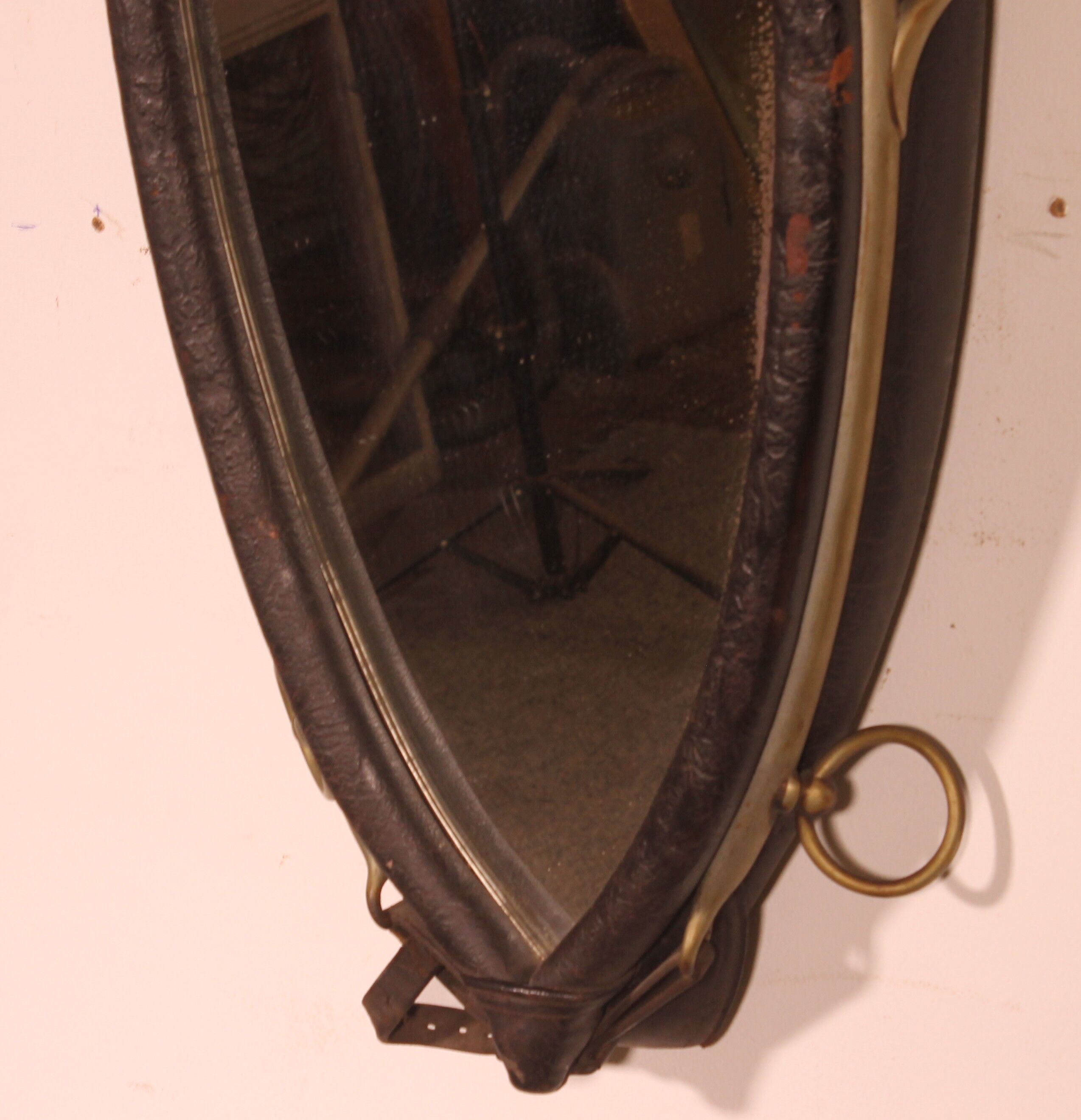 mirror made from a leather horse harness