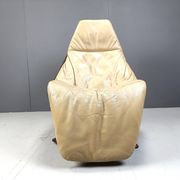 Vintage leather swivel chair with ottoman, 1970s