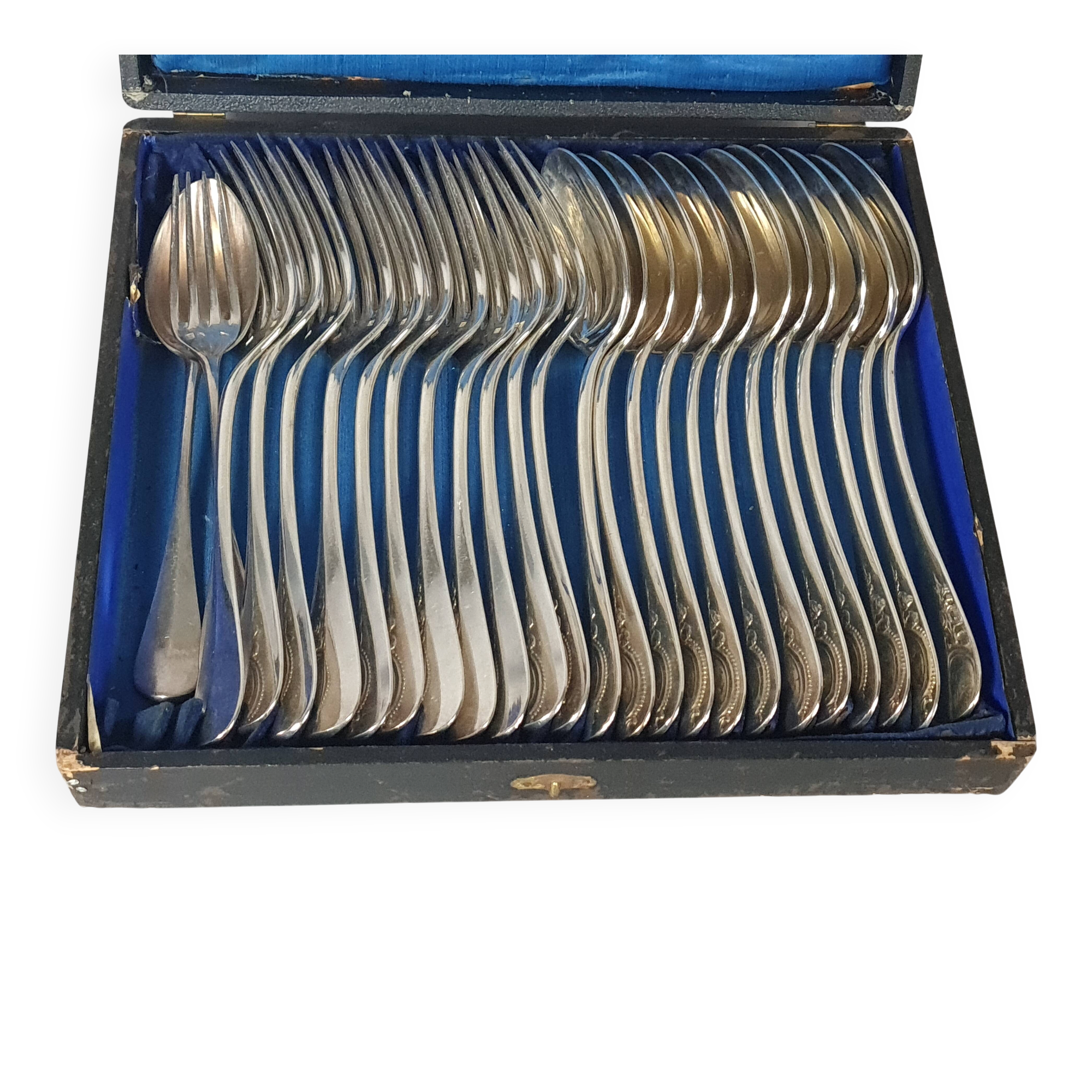 12 spoons & 11 forks Cailar Bayard (Christofle) silver-plated metal D178