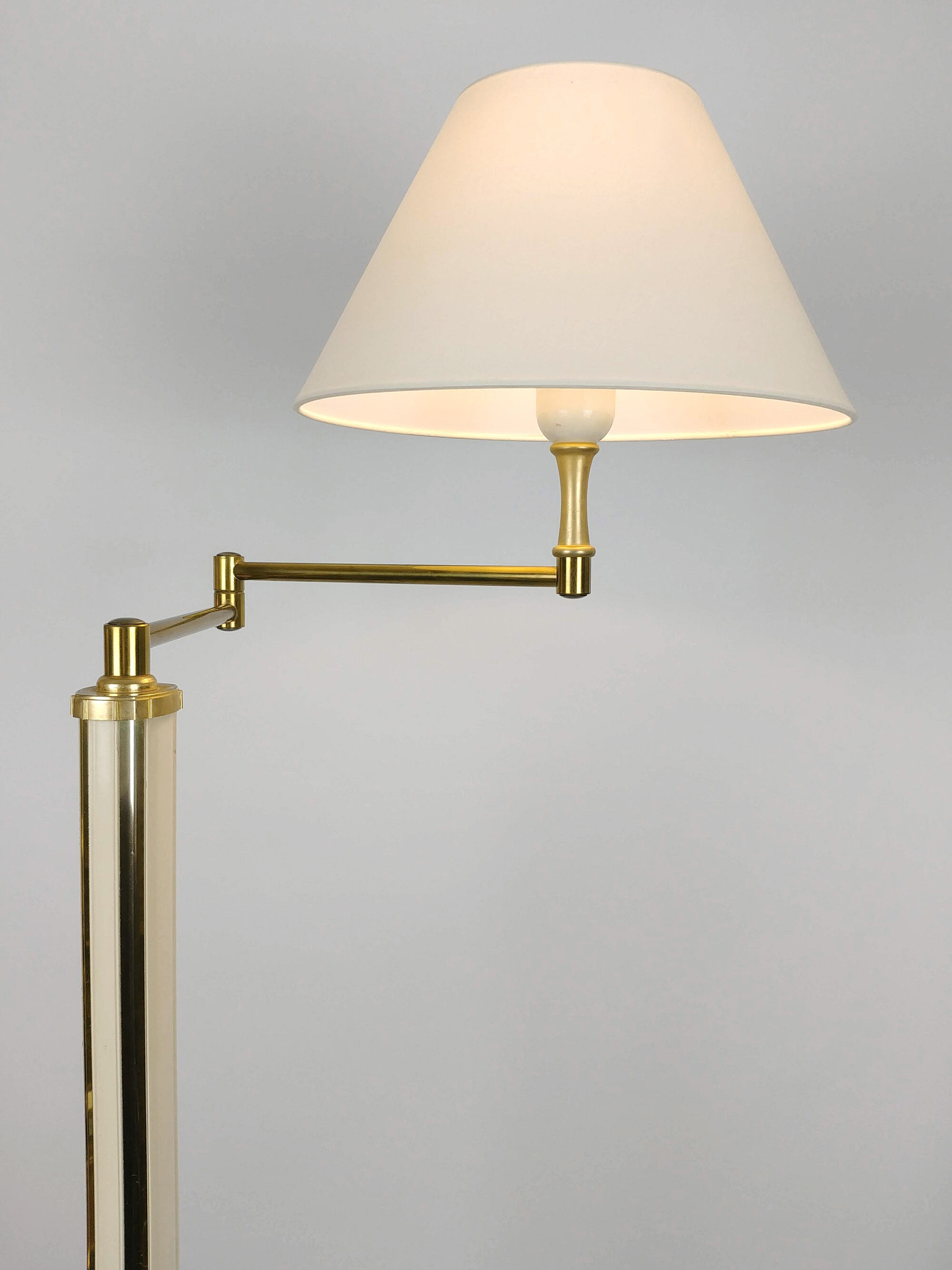 Pair of flexible lacquer and brass lamps, 1970 s