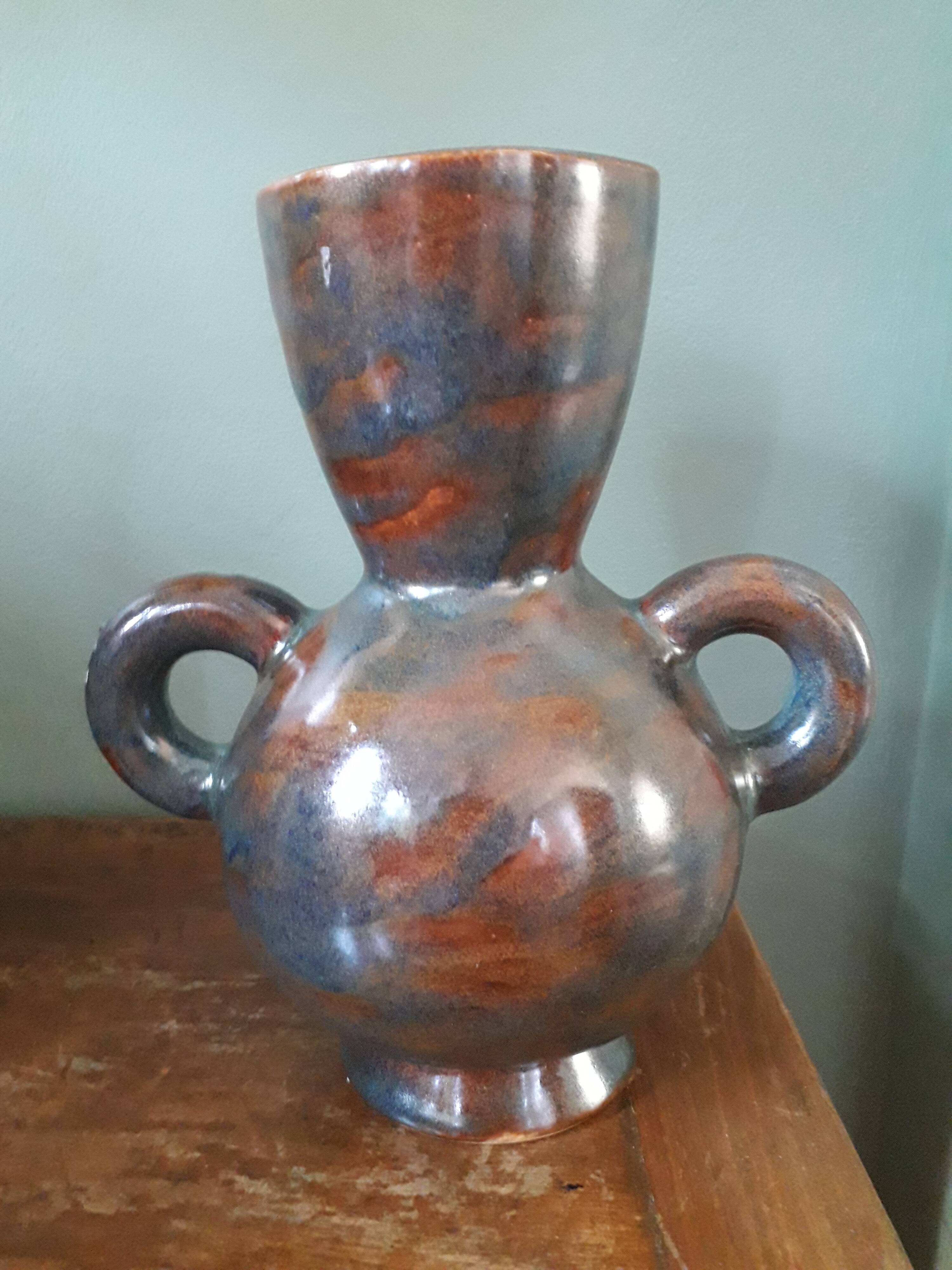 Vase vintage très original en forme d'amphore