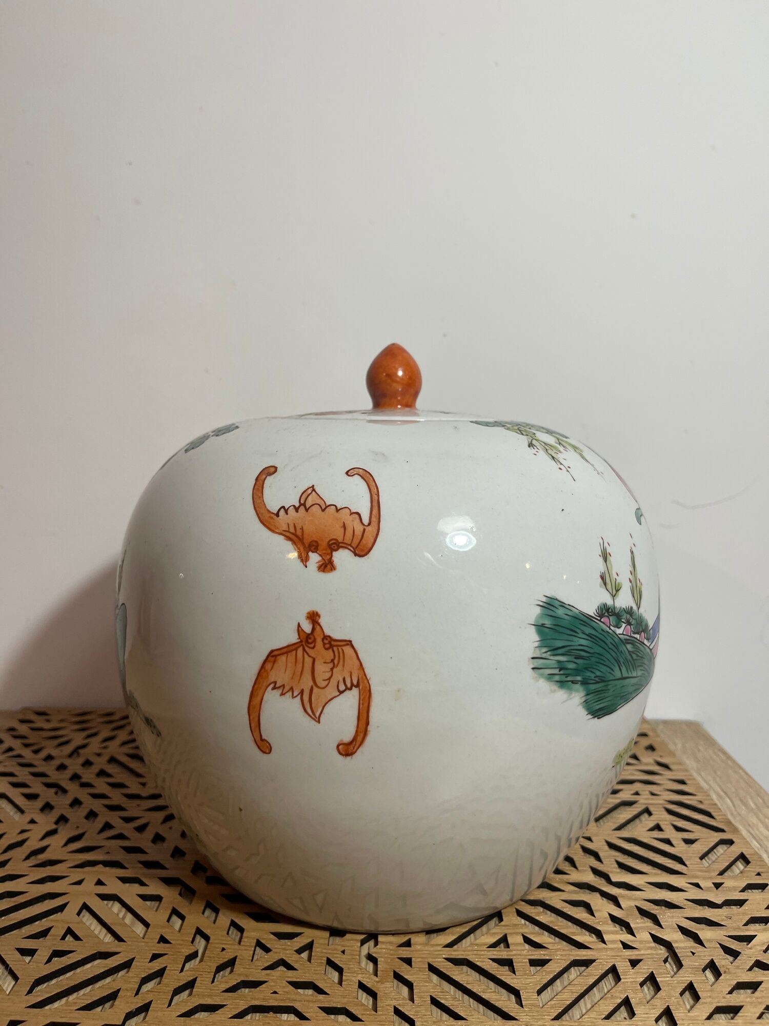 Ancient big ginger pot jar potiche chinese pink family 19th Qing dynasty