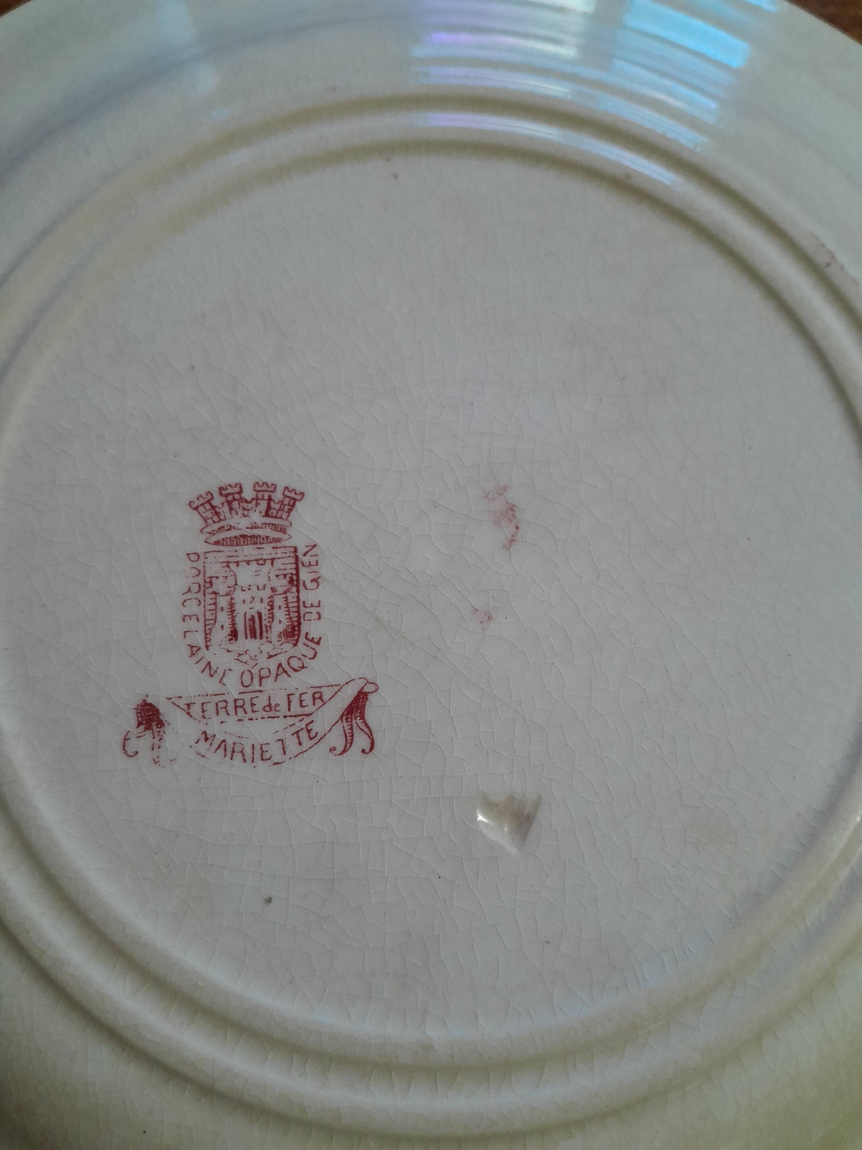 Opaque porcelain plate from Gien - Mariette series