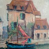 Oil painting Port of Honfleur signed