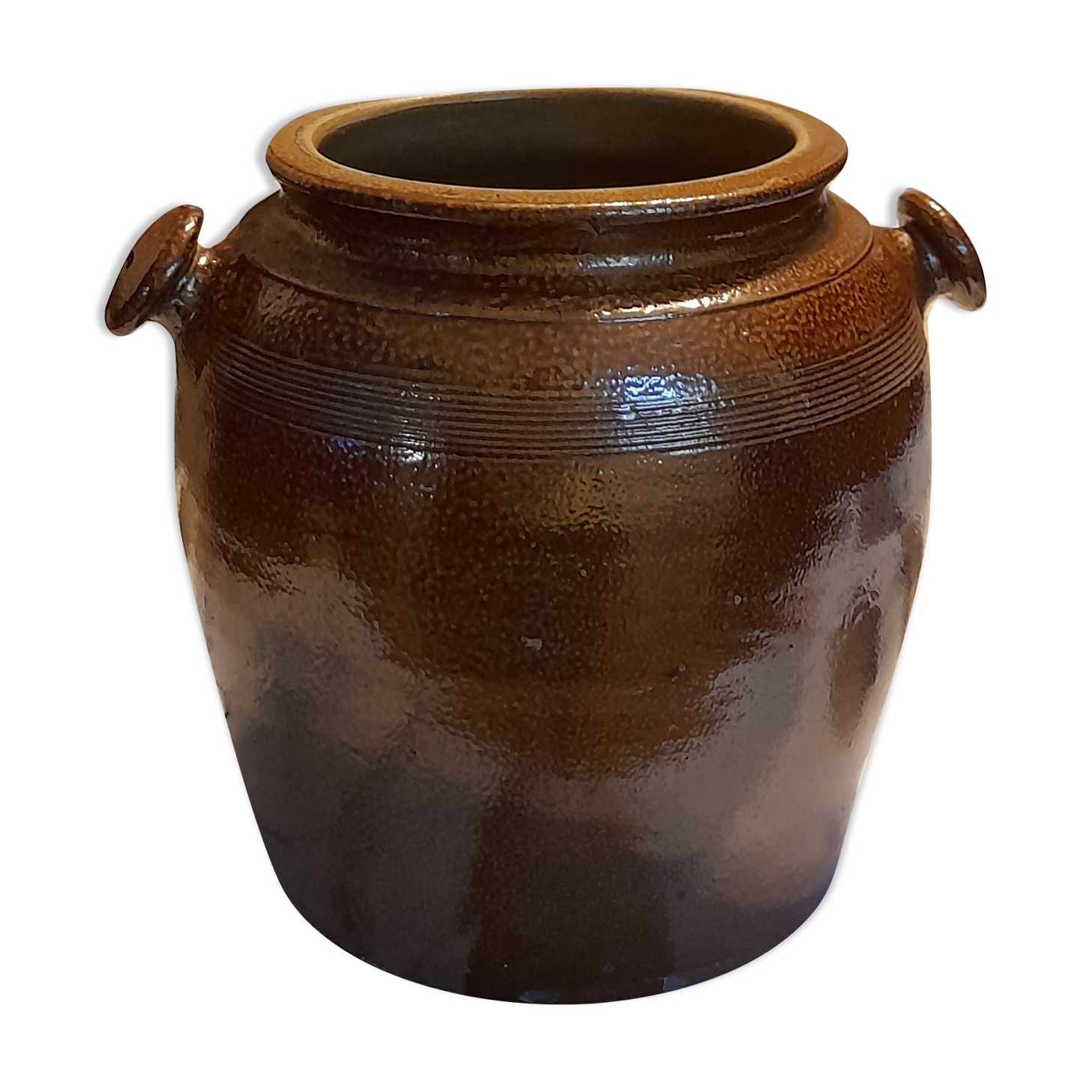 Enamelled terracotta jar