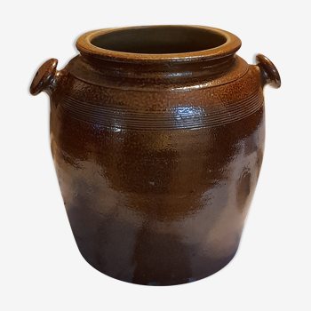 Enamelled terracotta jar