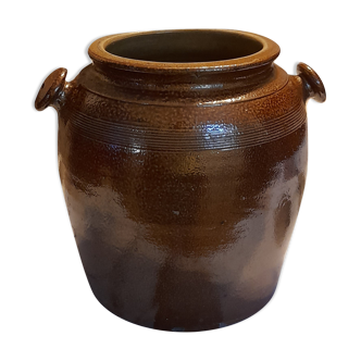 Enamelled terracotta jar