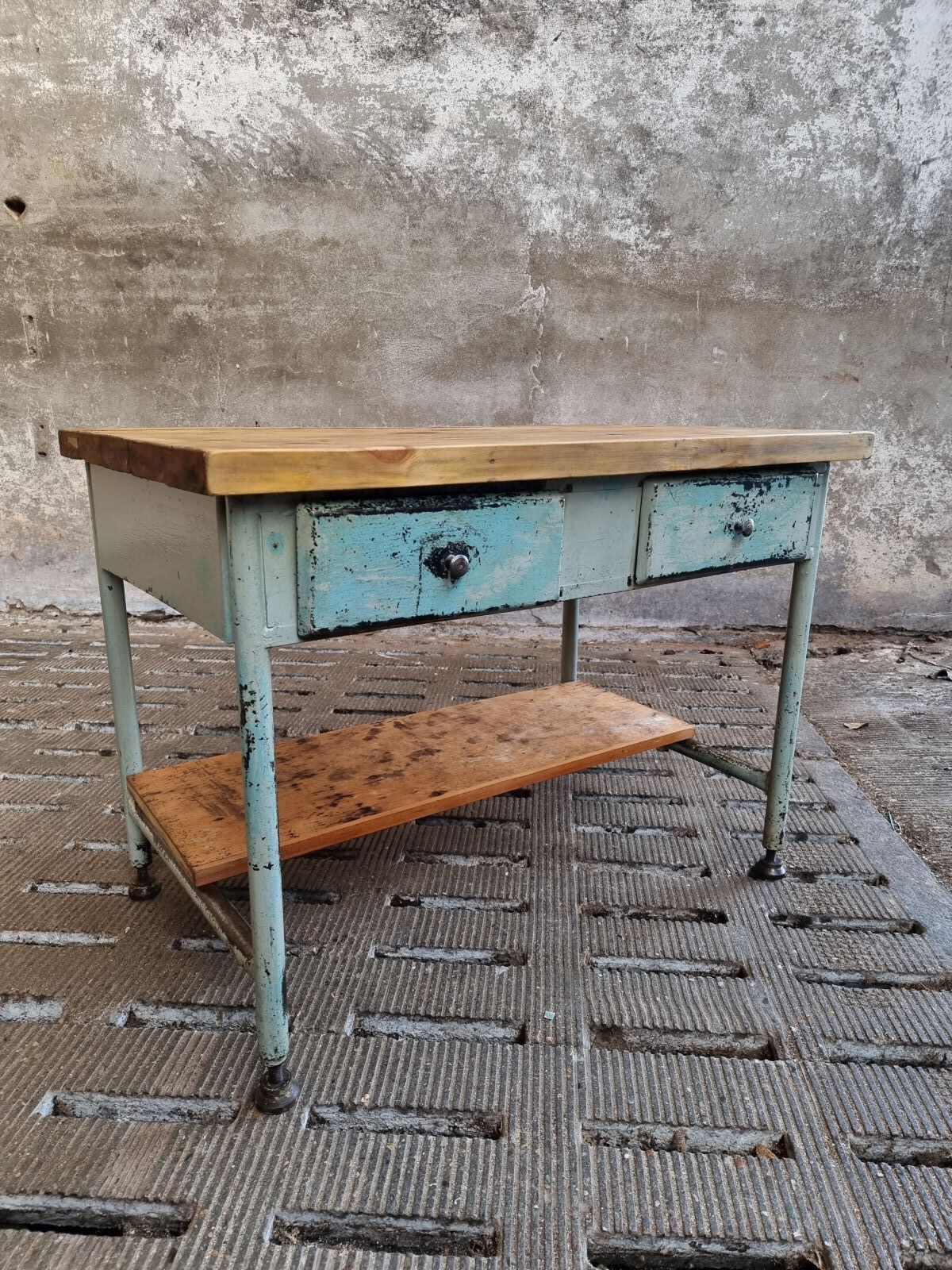 Industrial workbench side table bathroom furniture with drawers