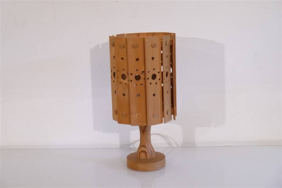 Vintage Scandinavian wooden lamp 1970