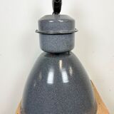 Large Grey Enamel Industrial Factory Lamp from Elektrosvit, 1960s