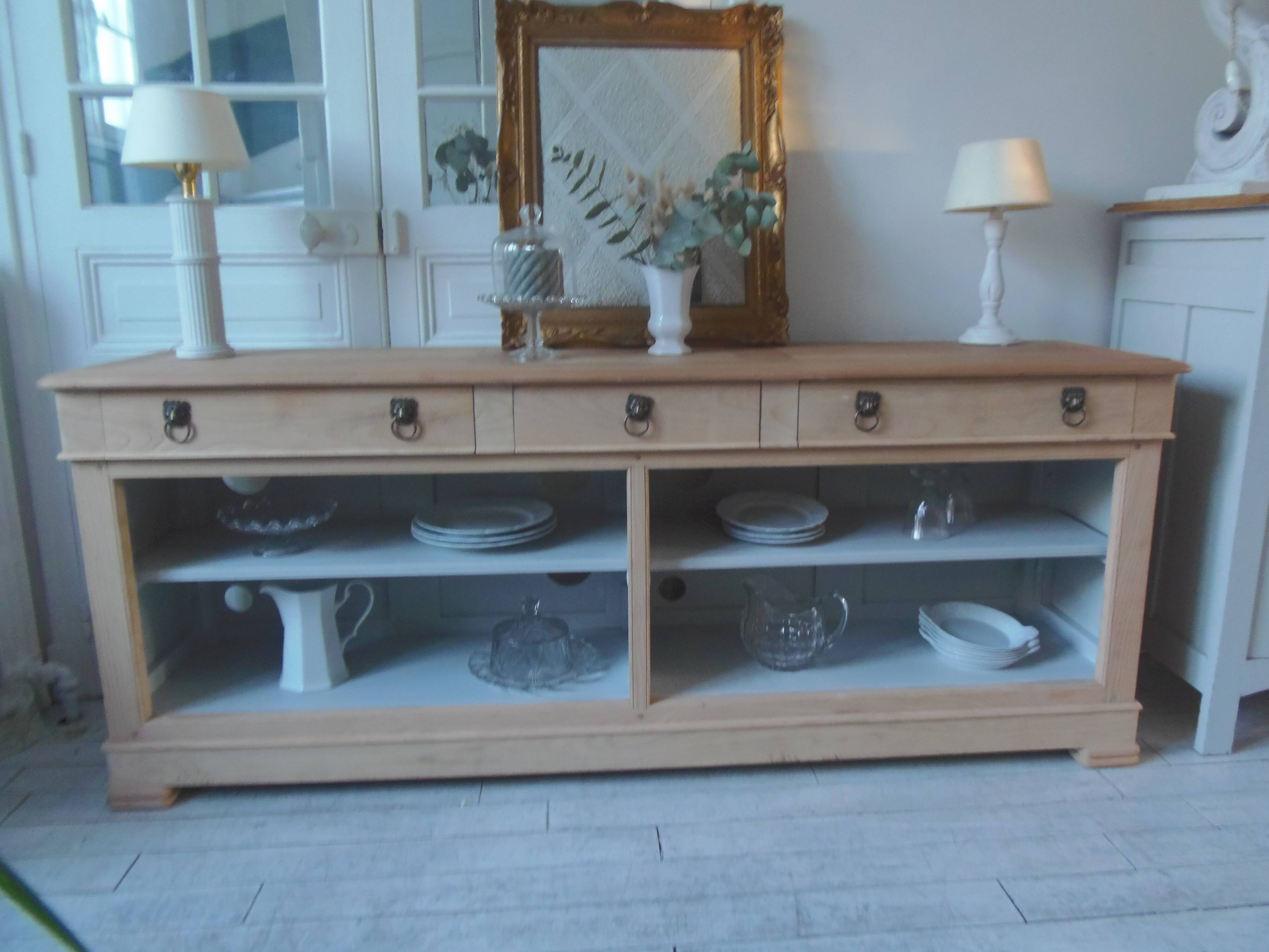 crafted dresser in raw solid wood.