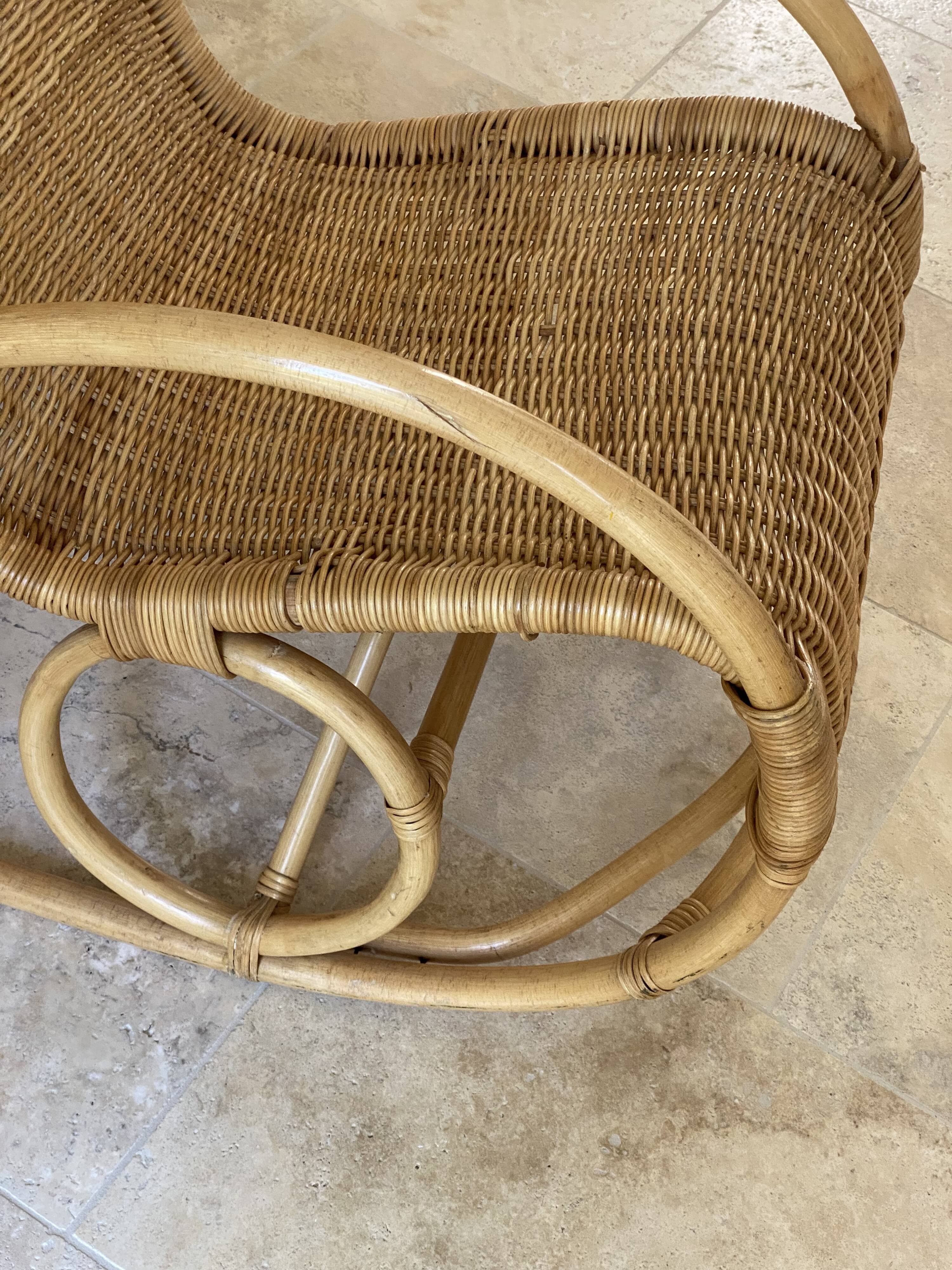 Natural rattan rocking chair.