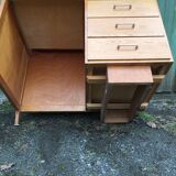 Vintage oak desk with 5 drawers.