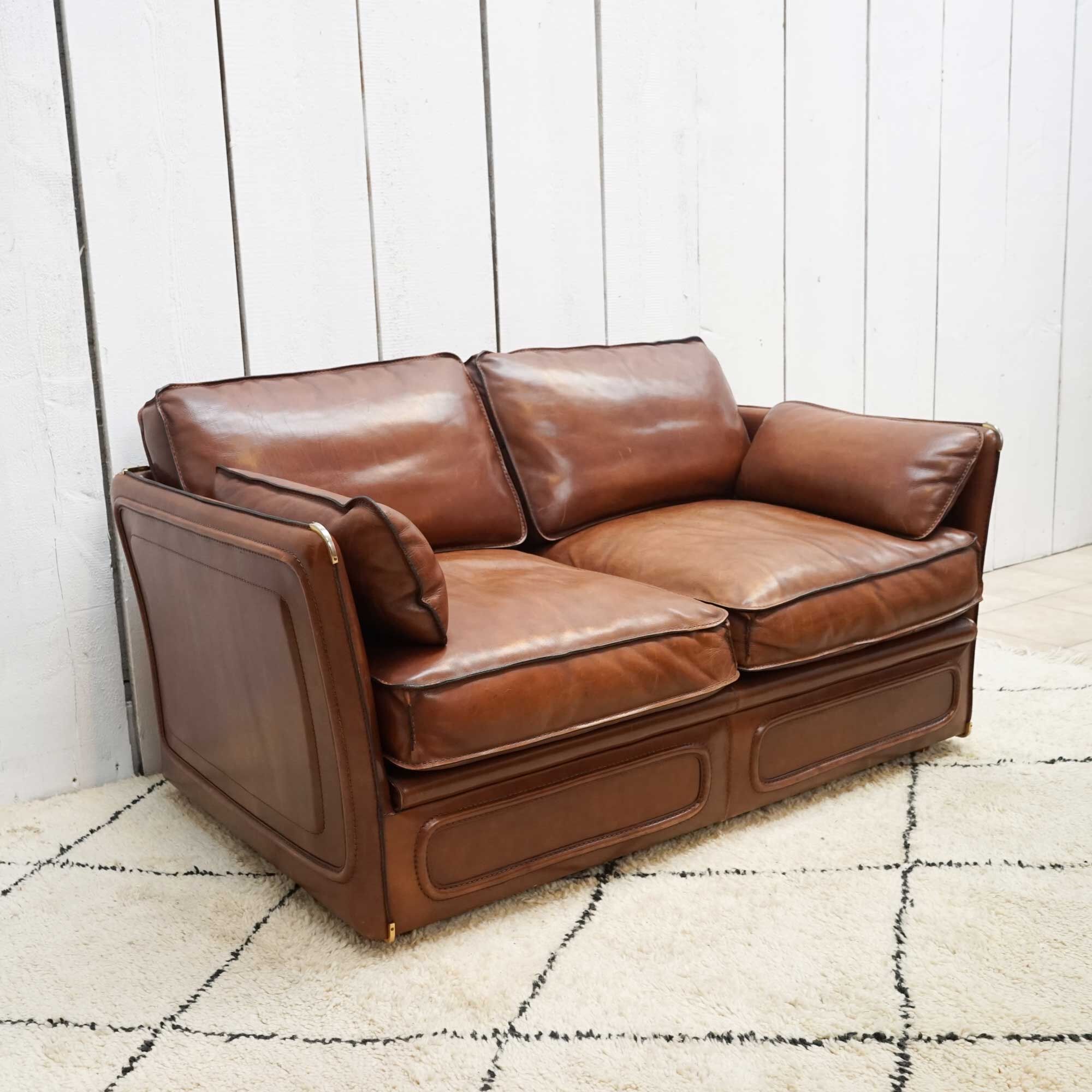 Canapé D'angle Roche Bobois – Cuir Buffle Blanc – 310 Cm – Occasion