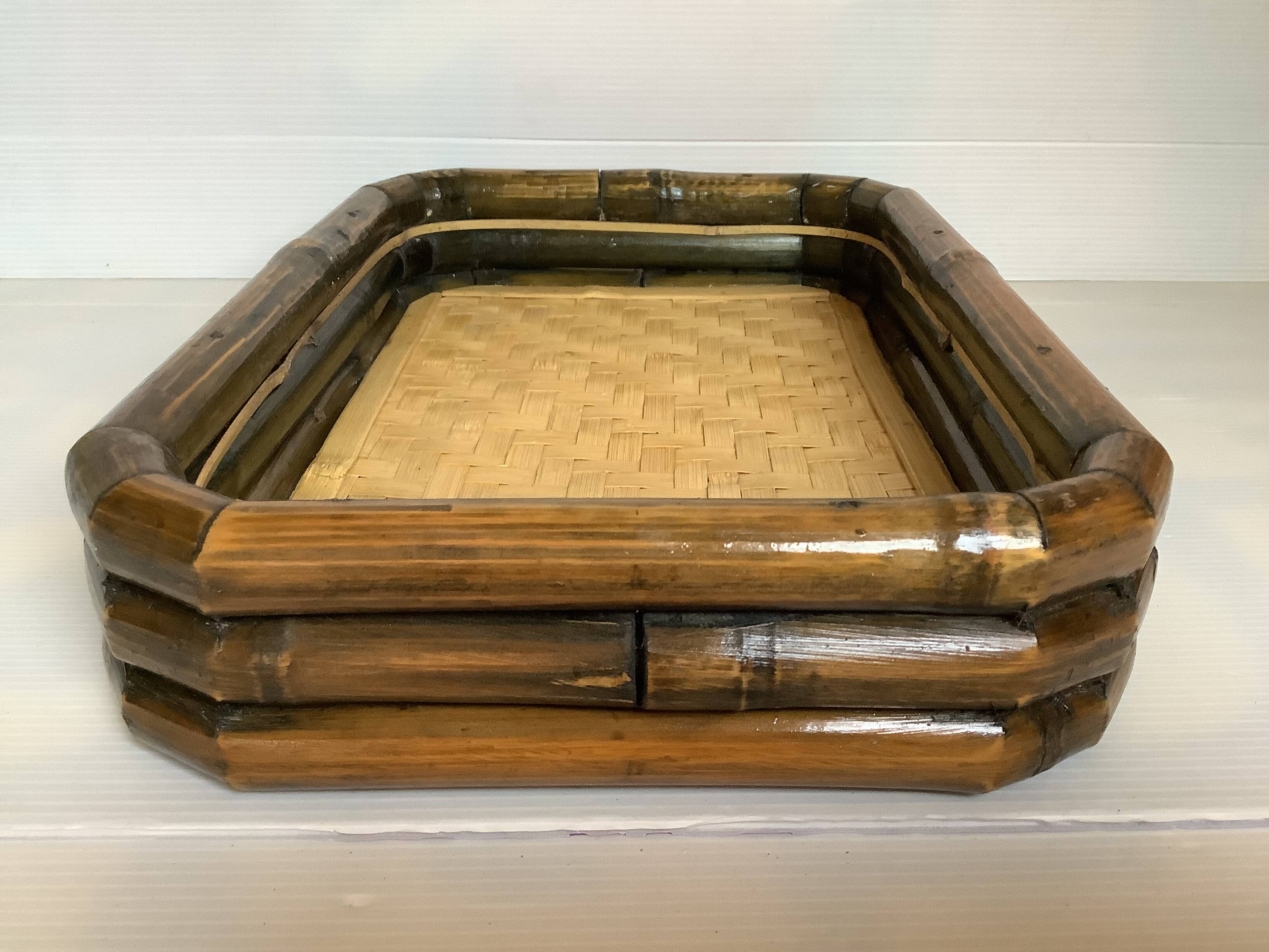 Vintage bamboo rattan tray