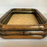 Vintage bamboo rattan tray