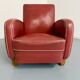 Vintage red faux leather Art Deco club chair from the 1940s/50s.