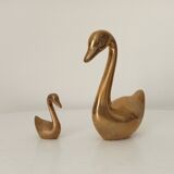 Large swan in solid gilded brass from the 50s