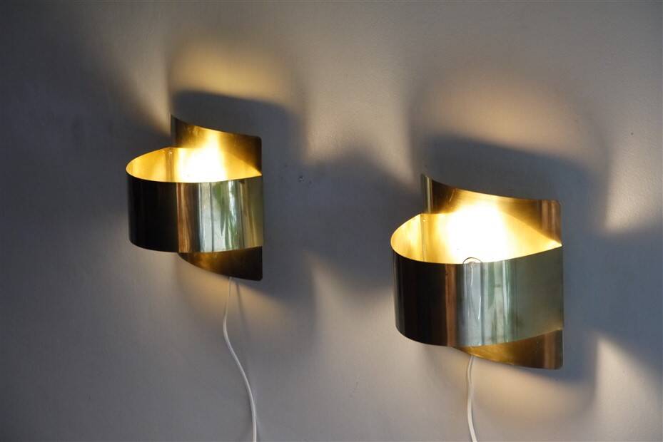 Pair of brass wall lights by Peter Celsing 1970