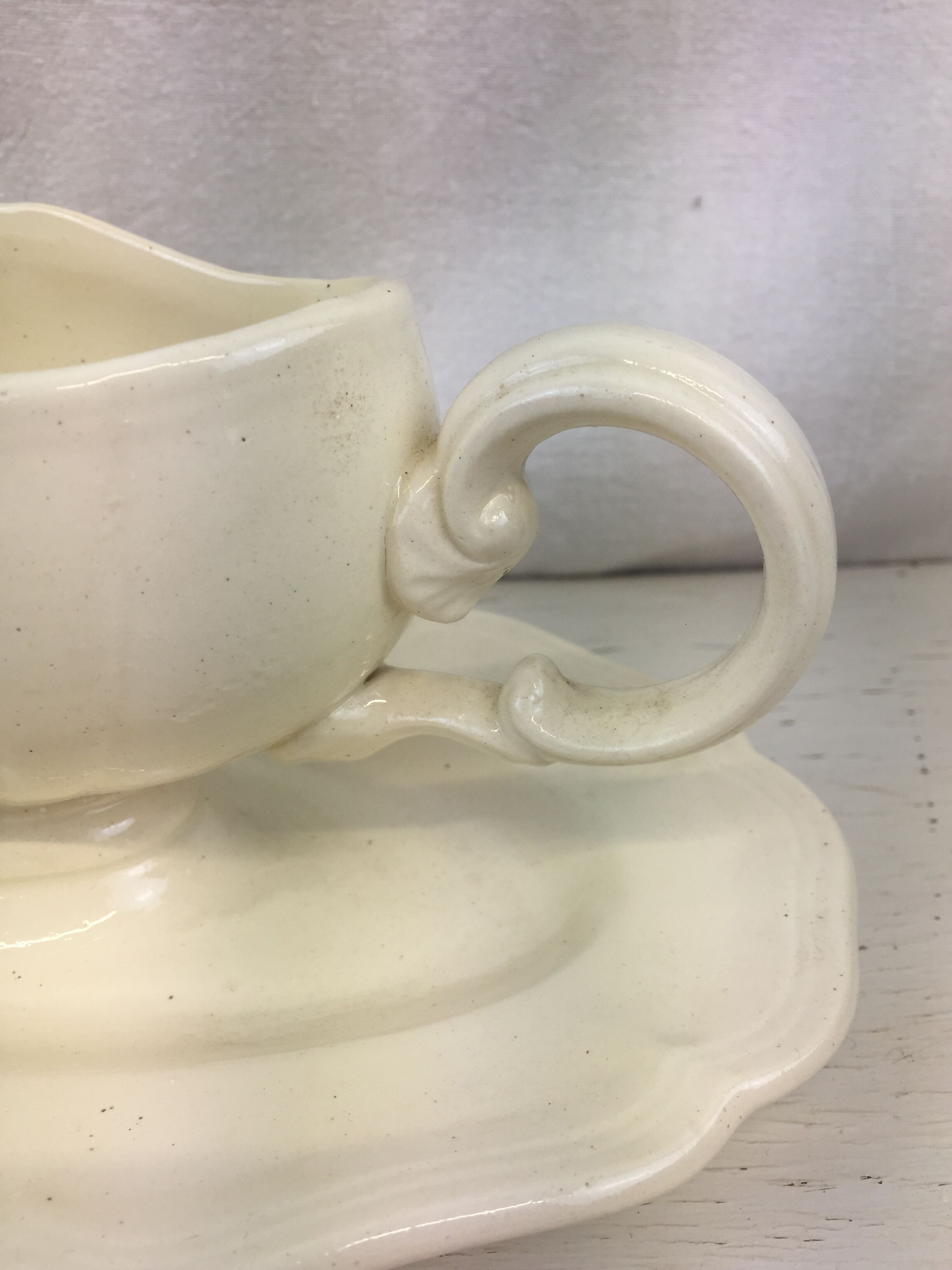 Old sauce boat Ivory made in France Digoin Sarreguemines