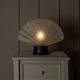 Opaline white Murano glass shell lamp with black metal base – 1980s Italian Memphis-inspired design
