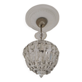 Lustre ancien à pampilles  , suspension vintage , shabby chic