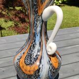 Murano Art Glass Carafe Vase/Carlo Moretti, Speckled Swirls