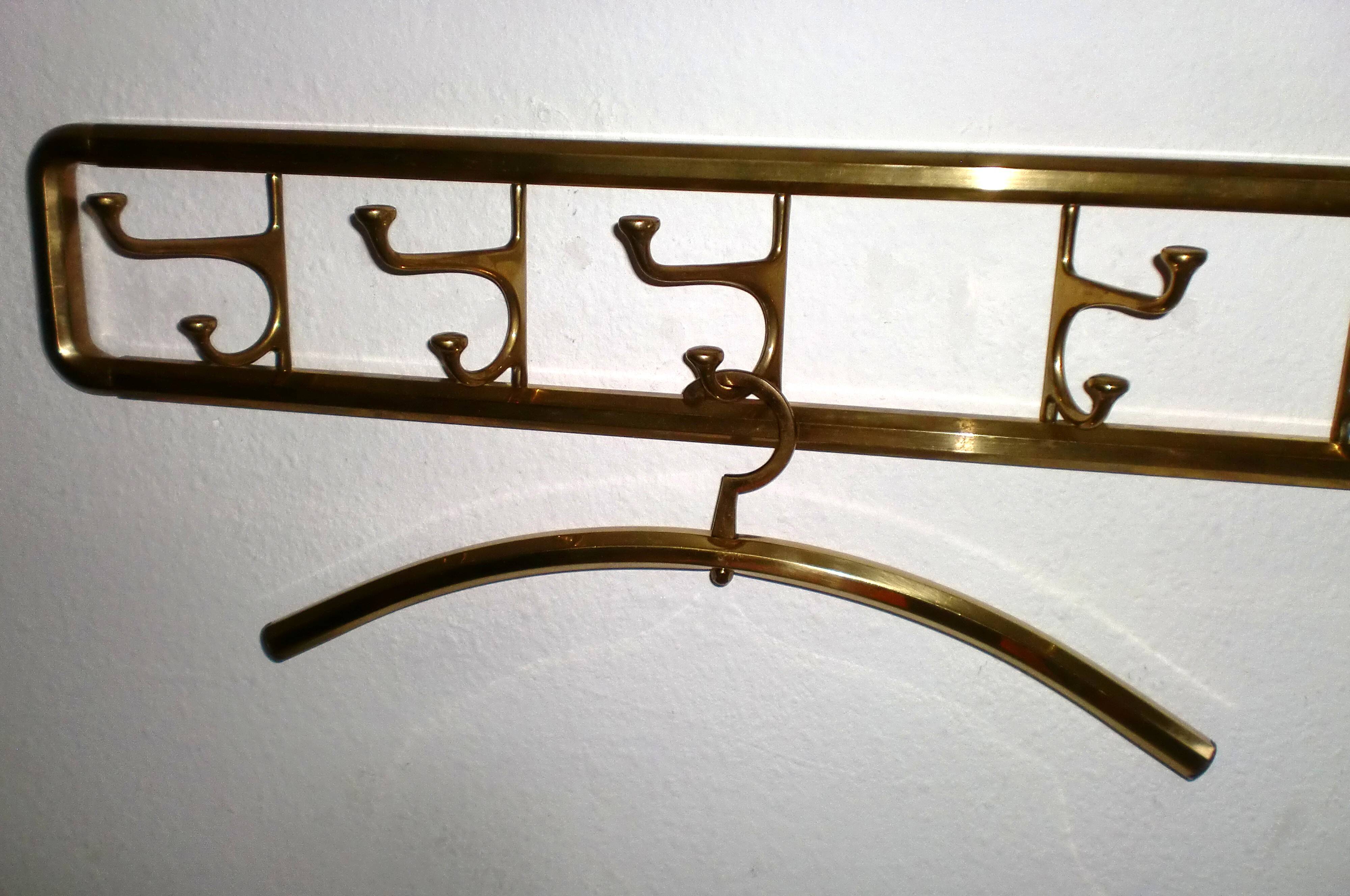Art-Deco brass Coat Rack & one Hanger, France, 1940s