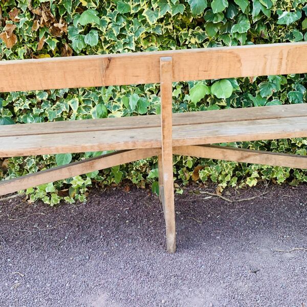 Ancien banc d’église en bois avec dossier -3 mètres -