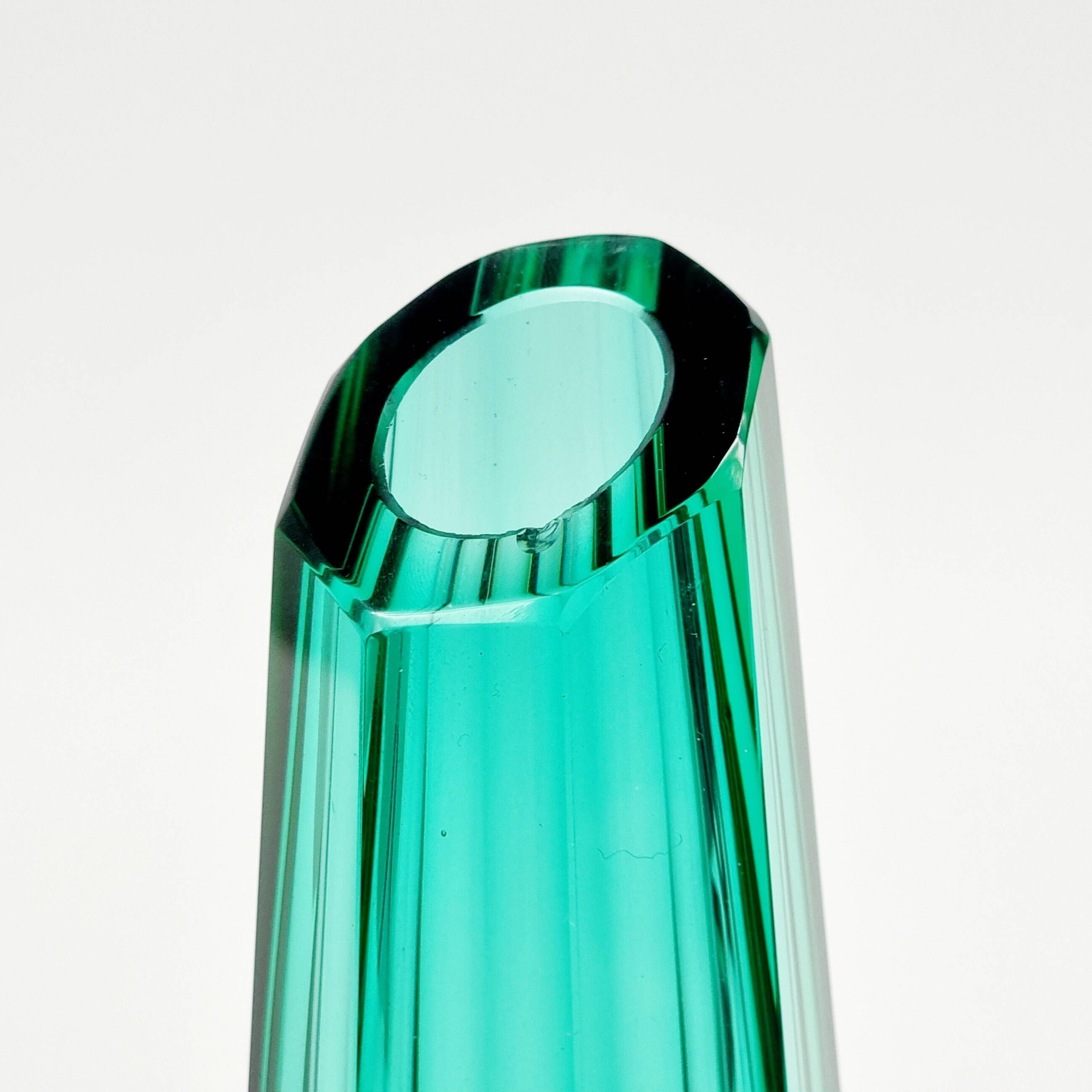 Art Deco Faceted Glass Vase by Josef Hoffmann for Moser, Czechoslovakia, 1930s