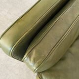 Canapé vintage danois Mogens Hansen en cuir vert olive des années 60