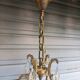 Rare old cage chandelier in gilded bronze and crystal 4 lights / WORKING CONDITION LEFT?