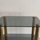 Side table in thick greenish glass with brass legs, Italy, 1960s.