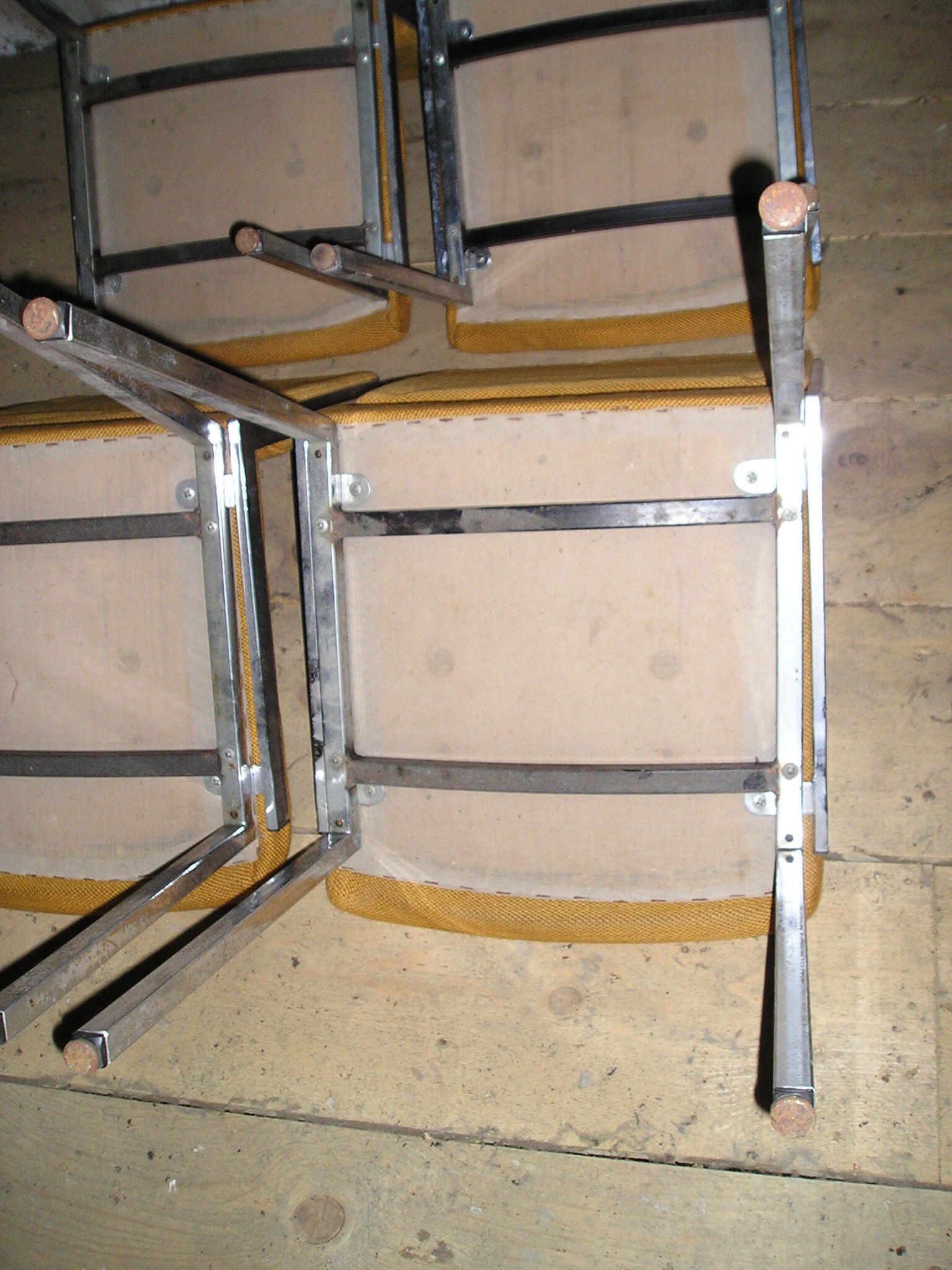 Set of 4 chrome metal chairs and 1970 fabric