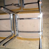 Set of 4 chrome metal chairs and 1970 fabric