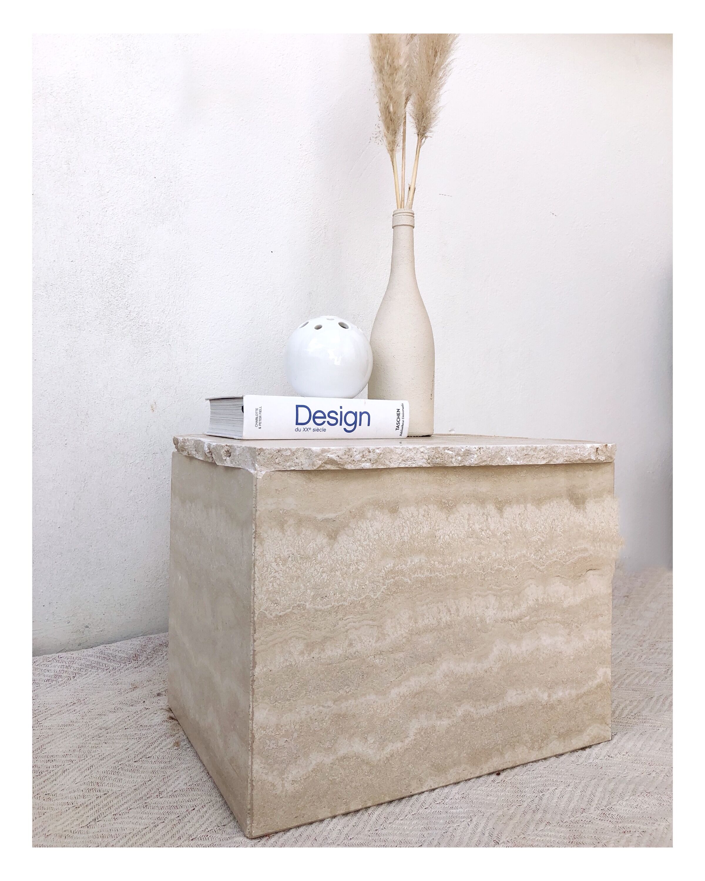 Bedside table / travertine sofa end