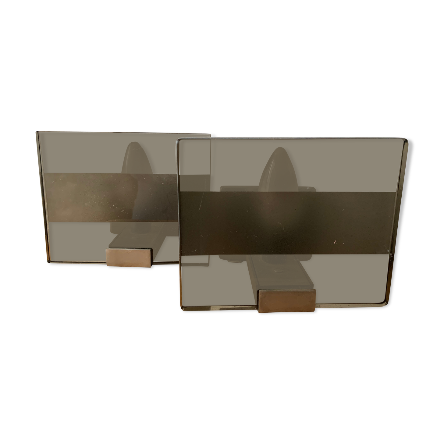 Pair wall light vintage smoke glass