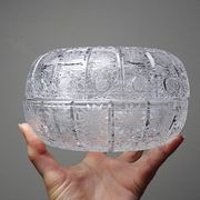 Grosse boîte en cristal de Bohème ciselé "Dentelle de la Reine" vintage