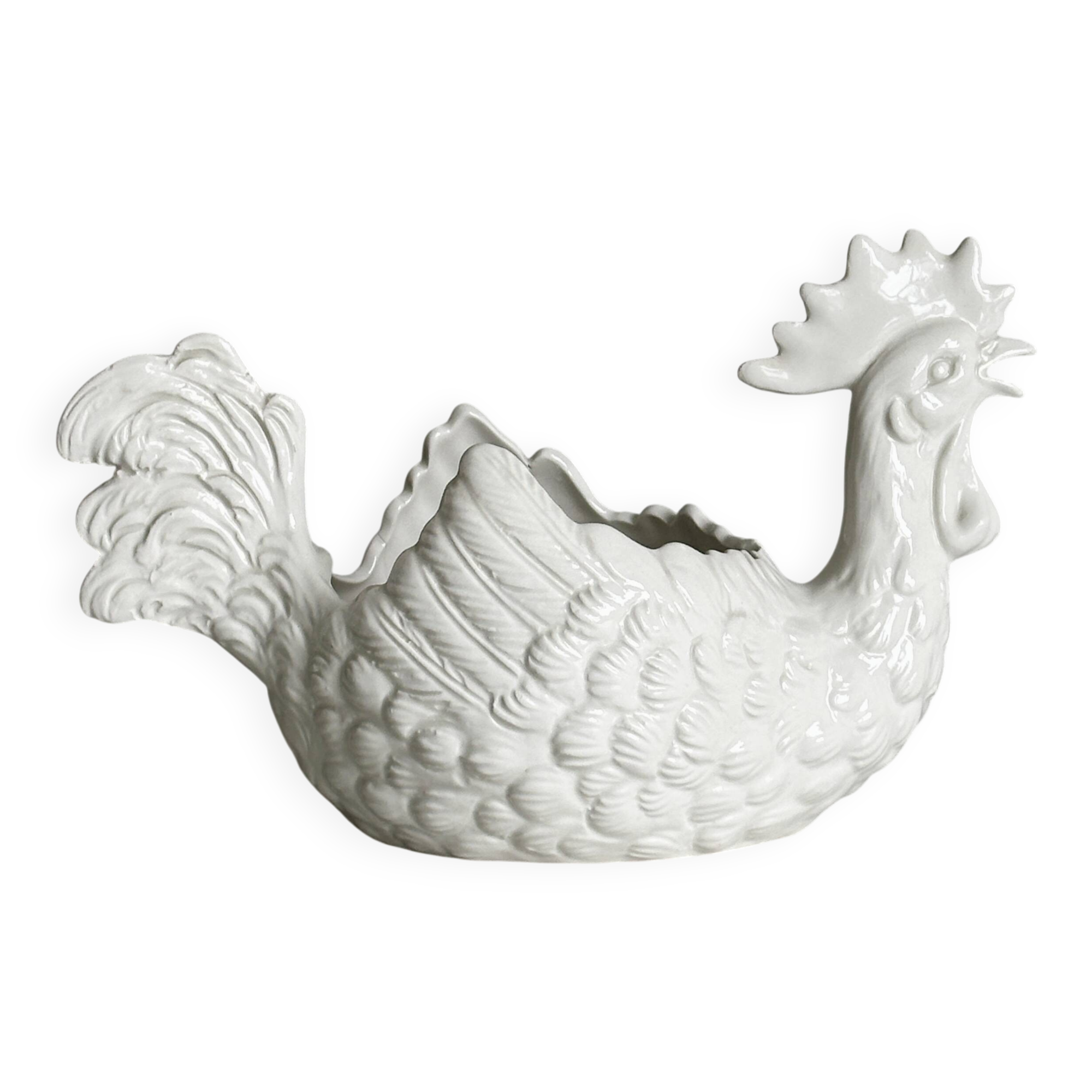 White ceramic egg basket